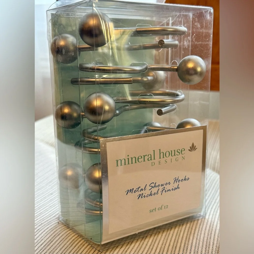 Mineral House Design 12 Metal Shower Hooks NEW in Box